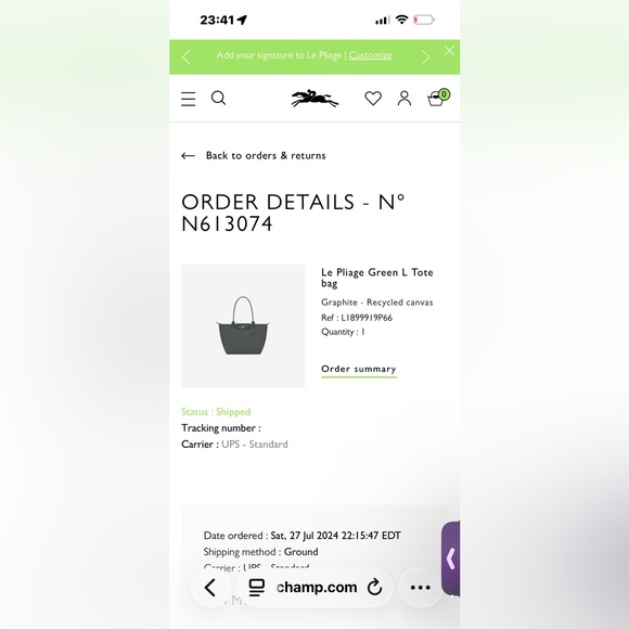 Longchamp Le Pliage L Tote Graphite - Picture 8 of 8